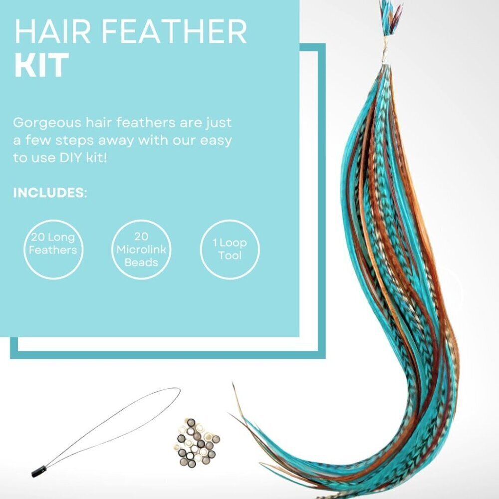 Hair Feathers Extensions Kit, Long Real Rooster Feathers for Hair with DIY Micro - Picture 3 of 6